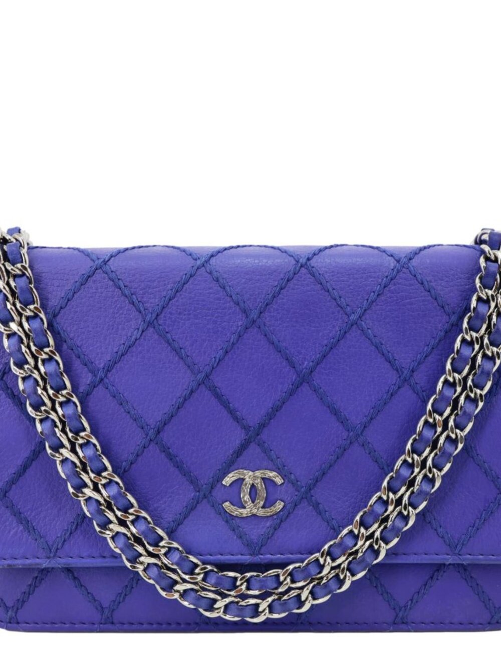 Chanel Fancy CC Quilted Calfskin Leather Wallet On Chain Bag Royal Blue